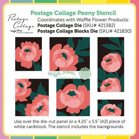 Waffle Flower - Postage Collage Peony Stencil