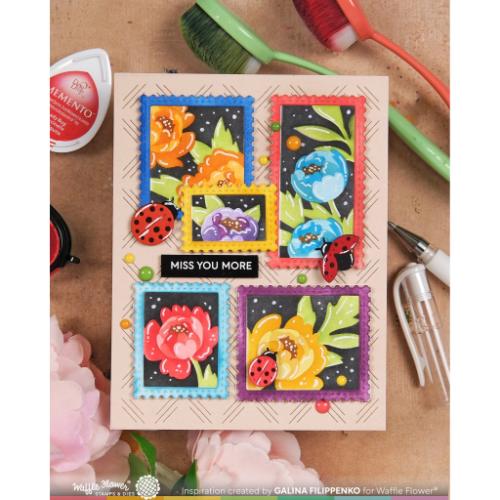 Waffle Flower - Postage Collage Peony Stencil