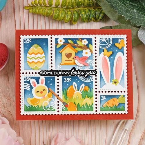 Waffle Flower - Postage Collage Egg Hunt Stencil