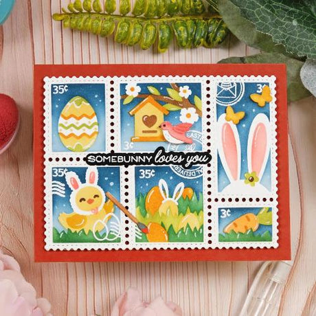 Waffle Flower - Postage Collage Egg Hunt Stencil