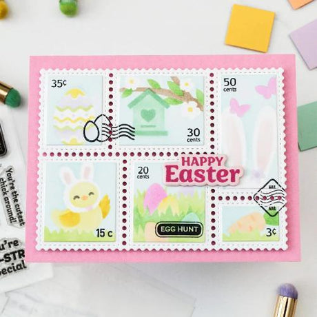 Waffle Flower - Postage Collage Egg Hunt Stencil