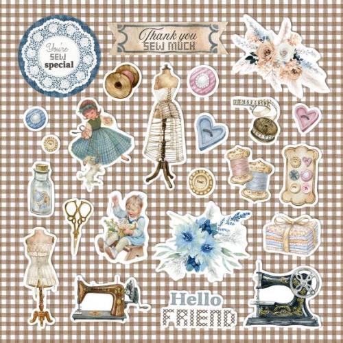 Memory Place Ephemera Cardstock Die-Cuts Stitched Together