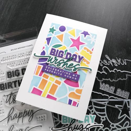 Concord & 9th - Big Day Birthday Stamp Set (6 x 8), Die Set, Stencil, Big Day Shadow Dies & Birthday Shadow Dies Bundle - Postage as per Actual