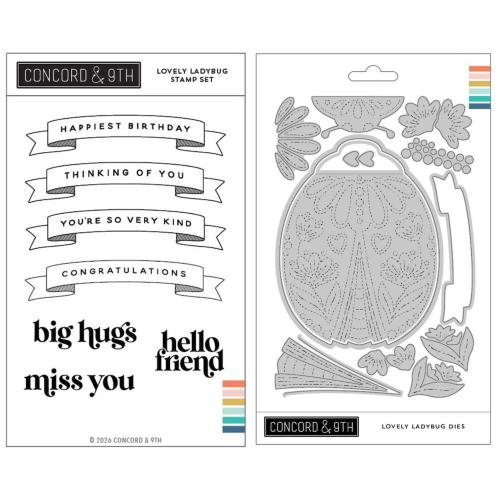 Concord & 9th - Lovely Ladybug Stamp Set (4 x 6) & Dies Bundle - Postage as per Actual