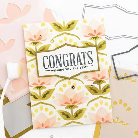 Concord & 9th - Layered Lotus Stamp Set  (4 x 4), Dies and Stencil Bundle - Postage as per Actual