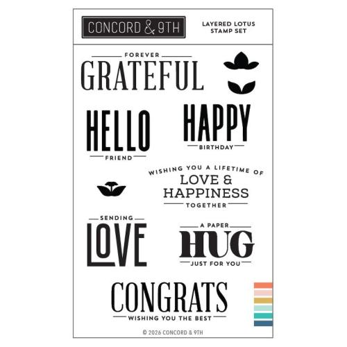 Concord & 9th - Layered Lotus Stamp Set  (4 x 4), Dies and Stencil Bundle - Postage as per Actual