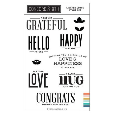 Concord & 9th - Layered Lotus Stamp Set  (4 x 4), Dies and Stencil Bundle - Postage as per Actual
