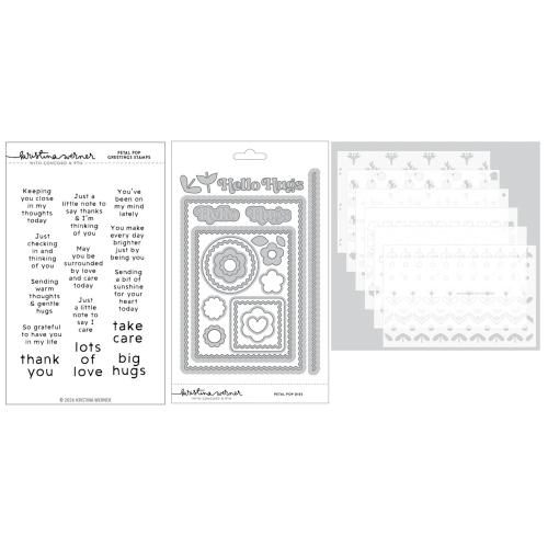 Concord & 9th - Petal Pop Greetings Stamp Set (4 x 6), Dies & Stencil Bundle - Postage as per Actual