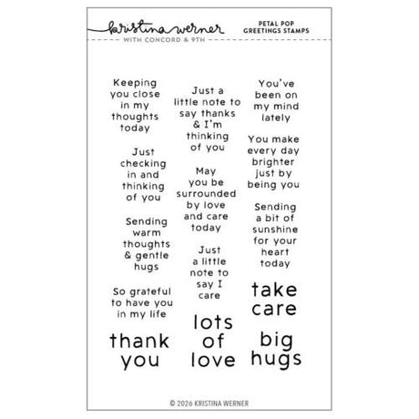 Concord & 9th - Petal Pop Greetings Stamp Set (4 x 6), Dies & Stencil Bundle - Postage as per Actual