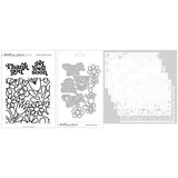Concord & 9th - Retro Flowers Stamp Set (6 x 8), Dies & Stencil Bundle - Postage as per Actual