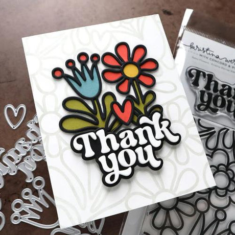 Concord & 9th - Retro Flowers Stamp Set (6 x 8), Dies & Stencil Bundle - Postage as per Actual