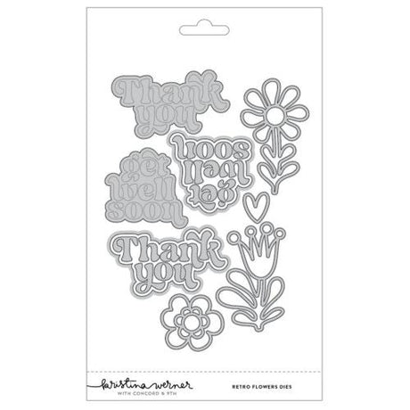 Concord & 9th - Retro Flowers Stamp Set (6 x 8), Dies & Stencil Bundle - Postage as per Actual