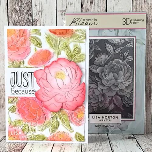 Lisa Horton Crafts 'A Year In Bloom' - Set of 12 - 5” x 7” 3D Embossing Folders - Postage as per Actual