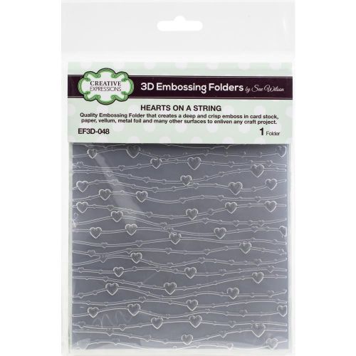 Creative Expressions 3D Embossing Folder 5.75"X7.5" Hearts On A String