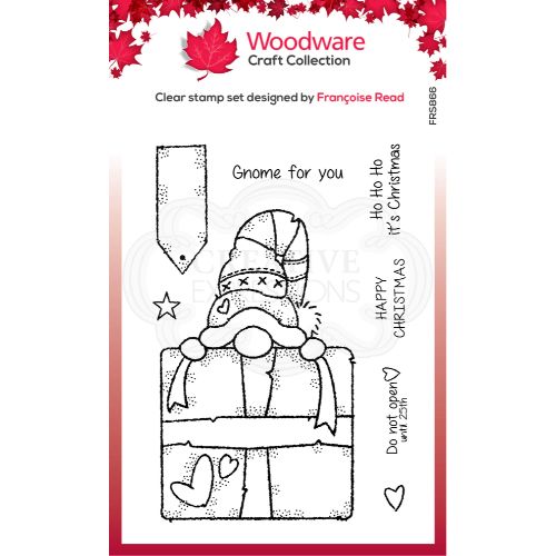 Woodware Clear Singles Gnome Gift 4 in x 6 in Stamp