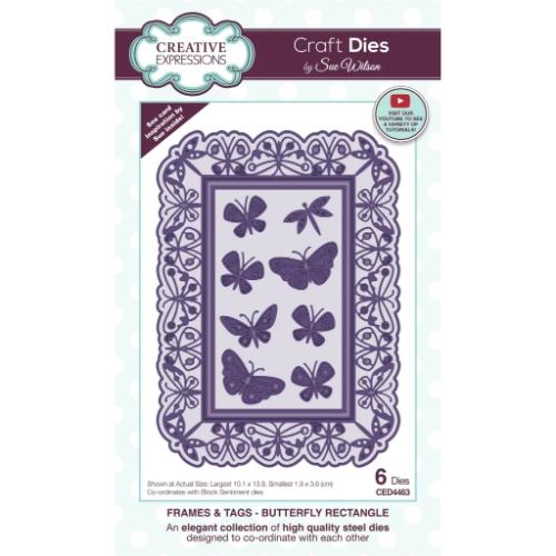 Creative Expressions - Sue Wilson - Frames & Tags Butterfly Rectangle Craft Die
