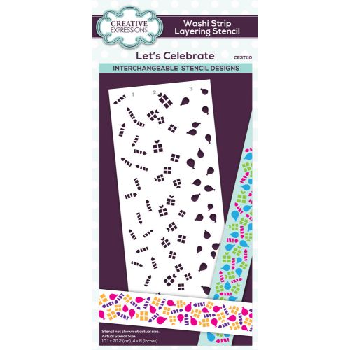 Creative Expressions Washi Strip Layering Stencil Let's Celebrate