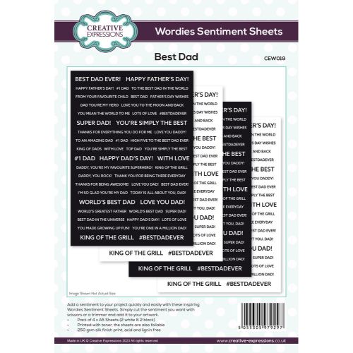 Creative Expressions Wordies Sentiment Sheets - Best Dad Pk 4 6 in x 8 in