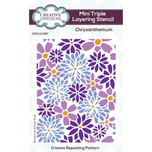 Creative Expressions Chrysanthemum Mini Triple Layering Stencil 4 in x 3 in Set of 3