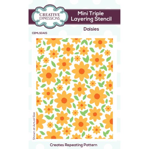 Creative Expressions Daisies Mini Triple Layering Stencil 4 in x 3 in Set of 3