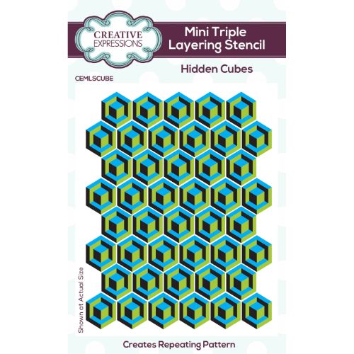 Creative Expressions Hidden Cubes Mini Triple Layering Stencil 4 in x 3 in Set of 3