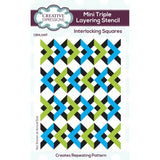 Creative Expressions Interlocking Squares Mini Triple Layering Stencil 4 in x 3 in Set of 3