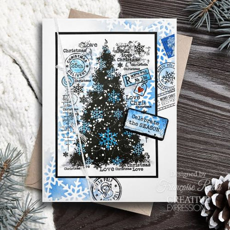 Woodware Clear Singles Snow Frosted Tree 4 in x 6 in Stamp Set