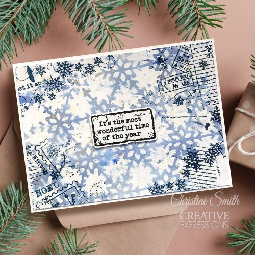 Woodware Clear Singles Christmas Distressed Labels 4 in x 6 in Stamp Set