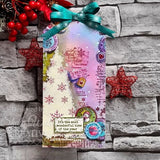 Woodware Clear Singles Christmas Distressed Labels 4 in x 6 in Stamp Set