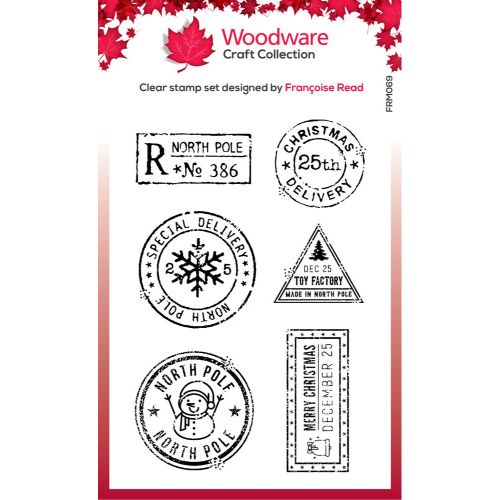 Woodware Clear Singles Christmas Postmarks 3 in x 4 in Stamp