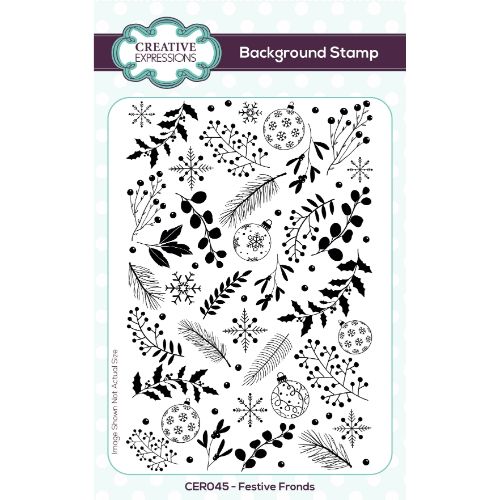 Creative Expressions Festive Fronds 4 in x 6 in Pre Cut Rubber Stamp