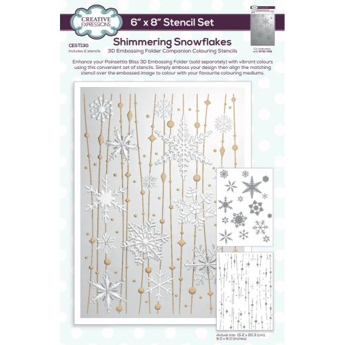 Creative Expressions Shimmering Snowflakes Companion Colouring Stencil Set 6 in x 8 in 2pk