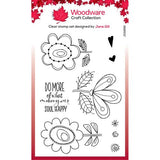 Woodware Clear Singles Petal Doodles Happy Soul 4 in x 6 in Stamp Set