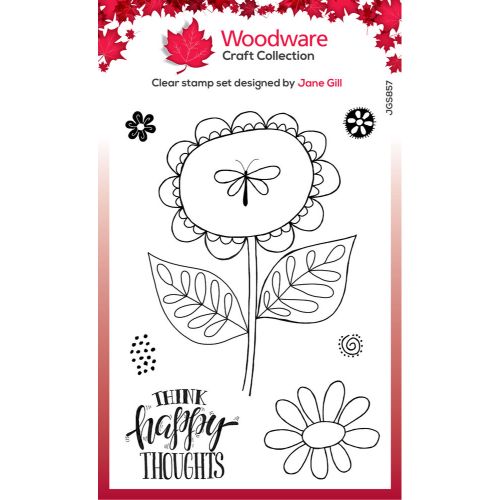 Woodware Clear Singles Petal Doodles Happy Thoughts 4 in x 6 in Stamp Set