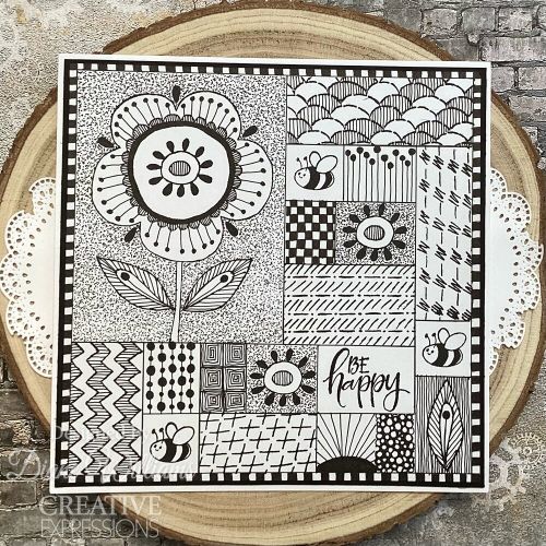 Woodware Clear Singles Doodle Stitches 4 in x 6 in Stamp Set