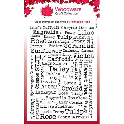 Woodware Clear Singles Flower Names 4 in x 6 in Stamp Set (FRS1037)