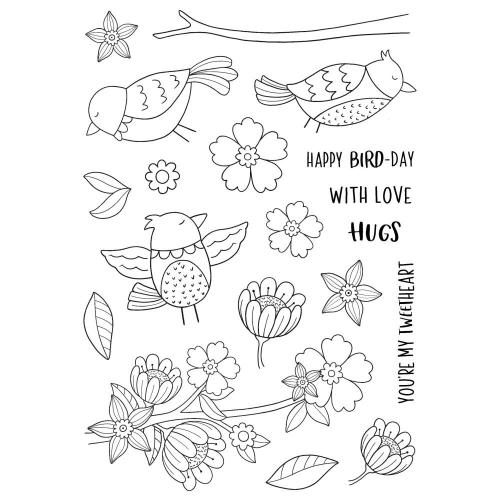 Creative Expressions Jane's Doodles Birdsong Blooms 6 in x 8 in Clear Stamp Set (CEC1063)