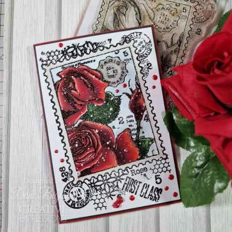 Woodware Clear Singles Postal Rose 4 in x 6 in Stamp Set