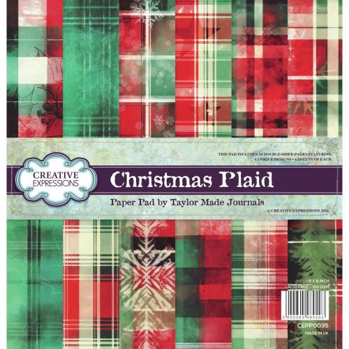 Creative Expressions Taylor Made Journals Christmas Plaid 8 in x 8 in Paper Pad - Postage as per actual