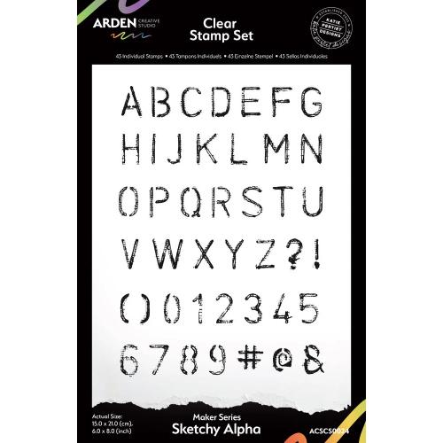 Arden Creative Studio Maker Series 6x8 Inch Clear Stamp Set Sketchy Alpha (ACSCS0024)