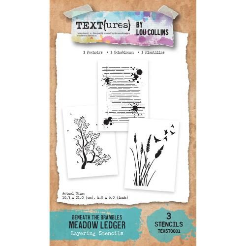 TEXT(ures) Beneath the Brambles 4x6 Inch Layering Stencil Set Meadow Ledger (TEXST0001)