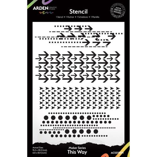 Arden Creative Studio Maker Series 6x8 Inch Stencil This Way by Katie Pertiet (ACSST0011)