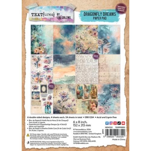 TEXT(ures) Dragonfly Dreams 6x8 Inch Paper Pad by Lou Collins (TEXPP0003)