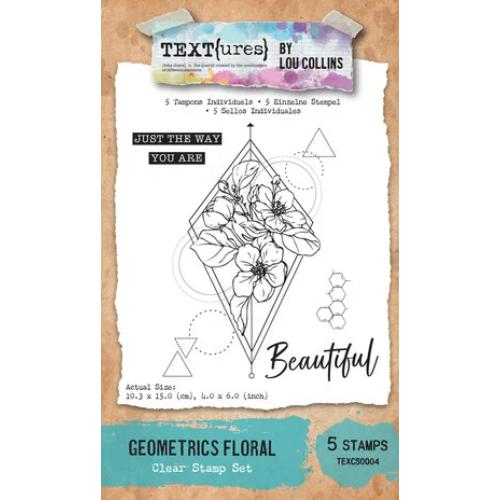 TEXT(ures) Dragonfly Dreams 4x6 Inch Clear Stamp Set Geometrics Floralby Lou Collins (TEXCS0004)