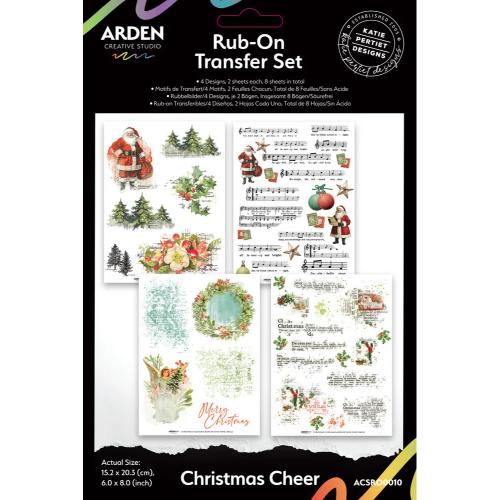 Arden Creative Studio Christmas Cheer 6x8 Inch Rub-On Transfer Set by Katie Pertiet (ACSRO0011)