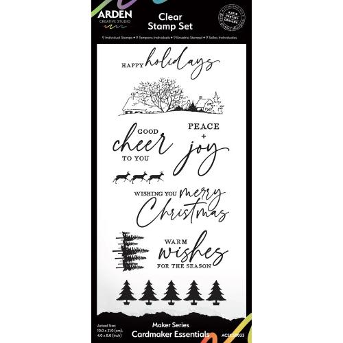 Arden Creative Studio Maker Series 4x8 Inch Clear Stamp Set Cardmaker Essentials by Katie Pertiet (ACSCS0033)