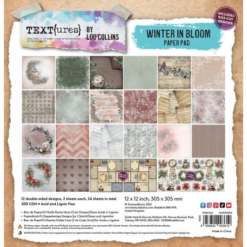 TEXT(ures) Winter in Bloom 12x12 Inch Paper Pad by Lou Collins (TEXPP0004)