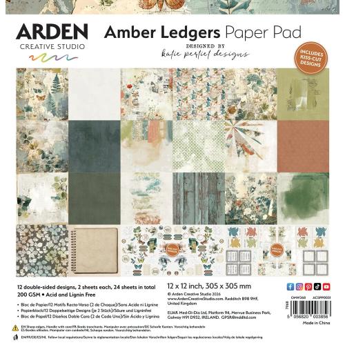 Arden Creative Studio Amber Ledgers 12x12 Inch Paper Pad by Katie Pertiet (ACSPP0031) - Postage as per Actual