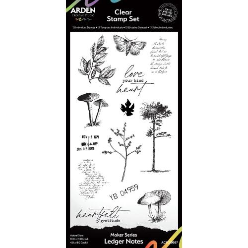 Arden Creative Studio Maker Series 4x8 Inch Clear Stamp Set Ledger Notes by Katie Pertiet (ACSCS0037)