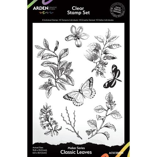 Arden Creative Studio Maker Series 6x8 Inch Clear Stamp Set Classic Leaves by Katie Pertiet (ACSCS0040)